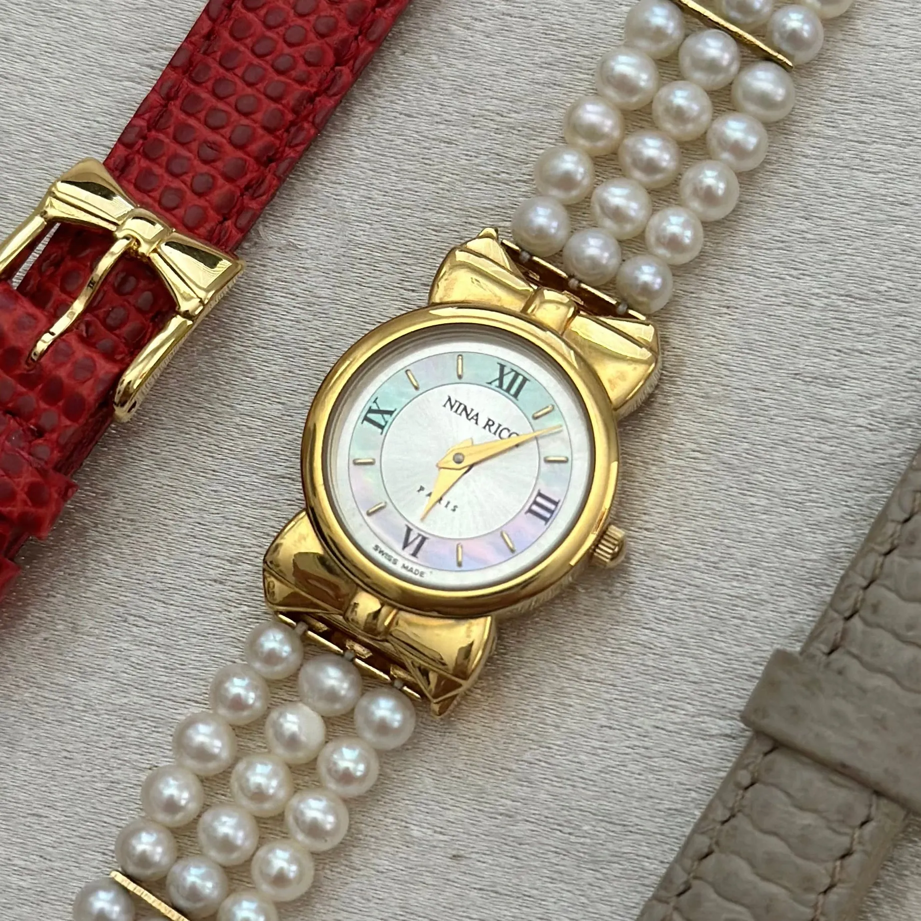 VINTAGE NINA RICCI PEARL INTERCHANGEABLE WATCH