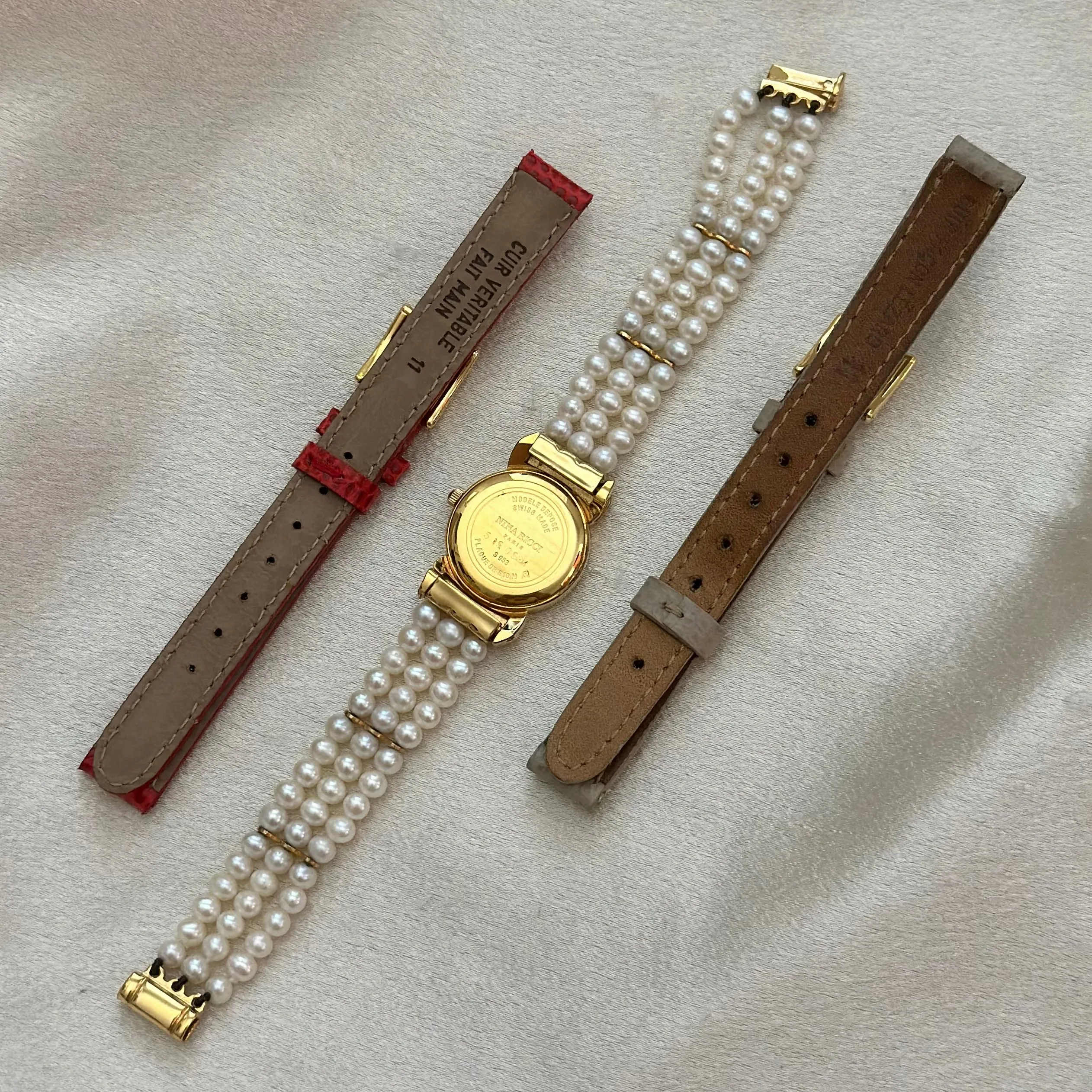 VINTAGE NINA RICCI PEARL INTERCHANGEABLE WATCH