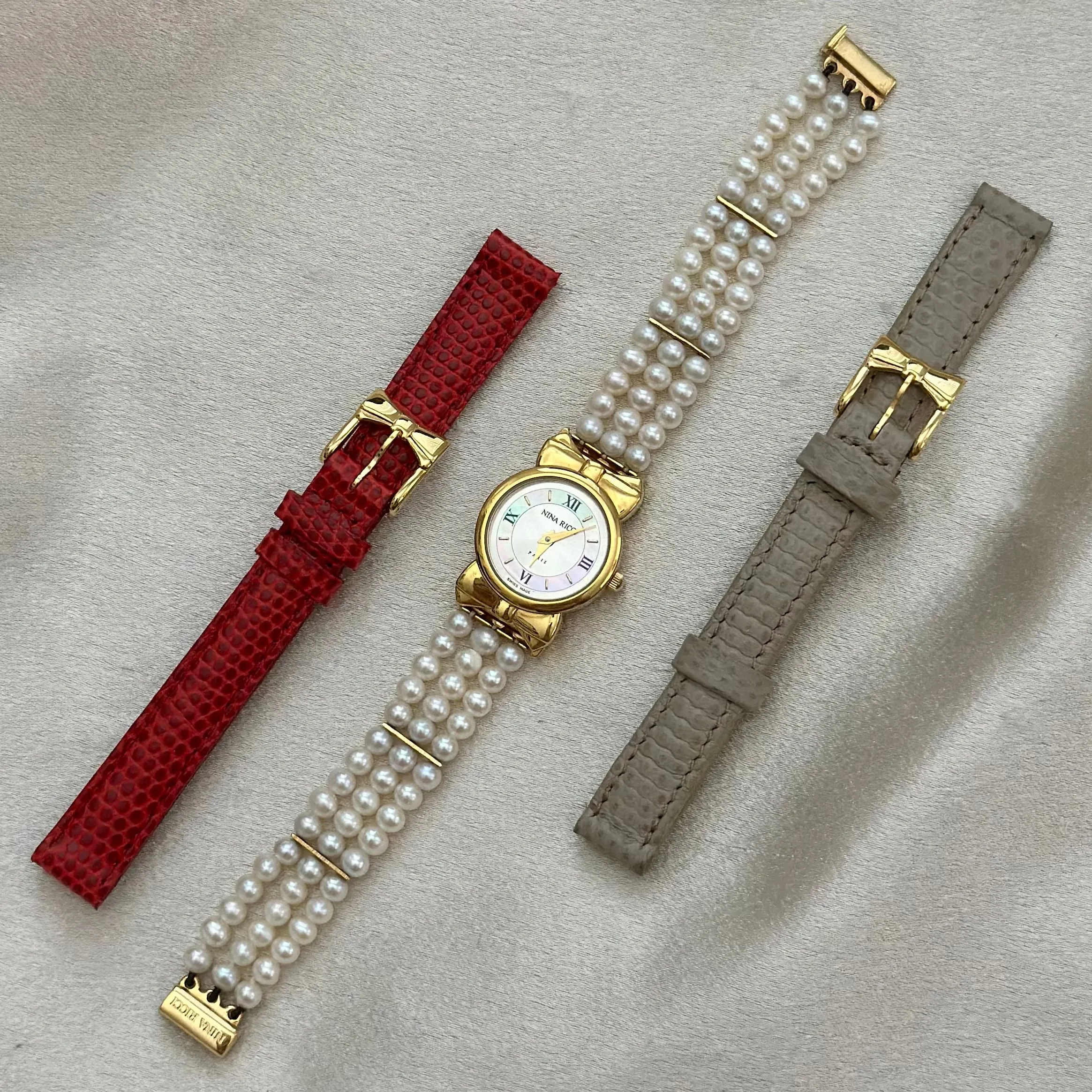 VINTAGE NINA RICCI PEARL INTERCHANGEABLE WATCH