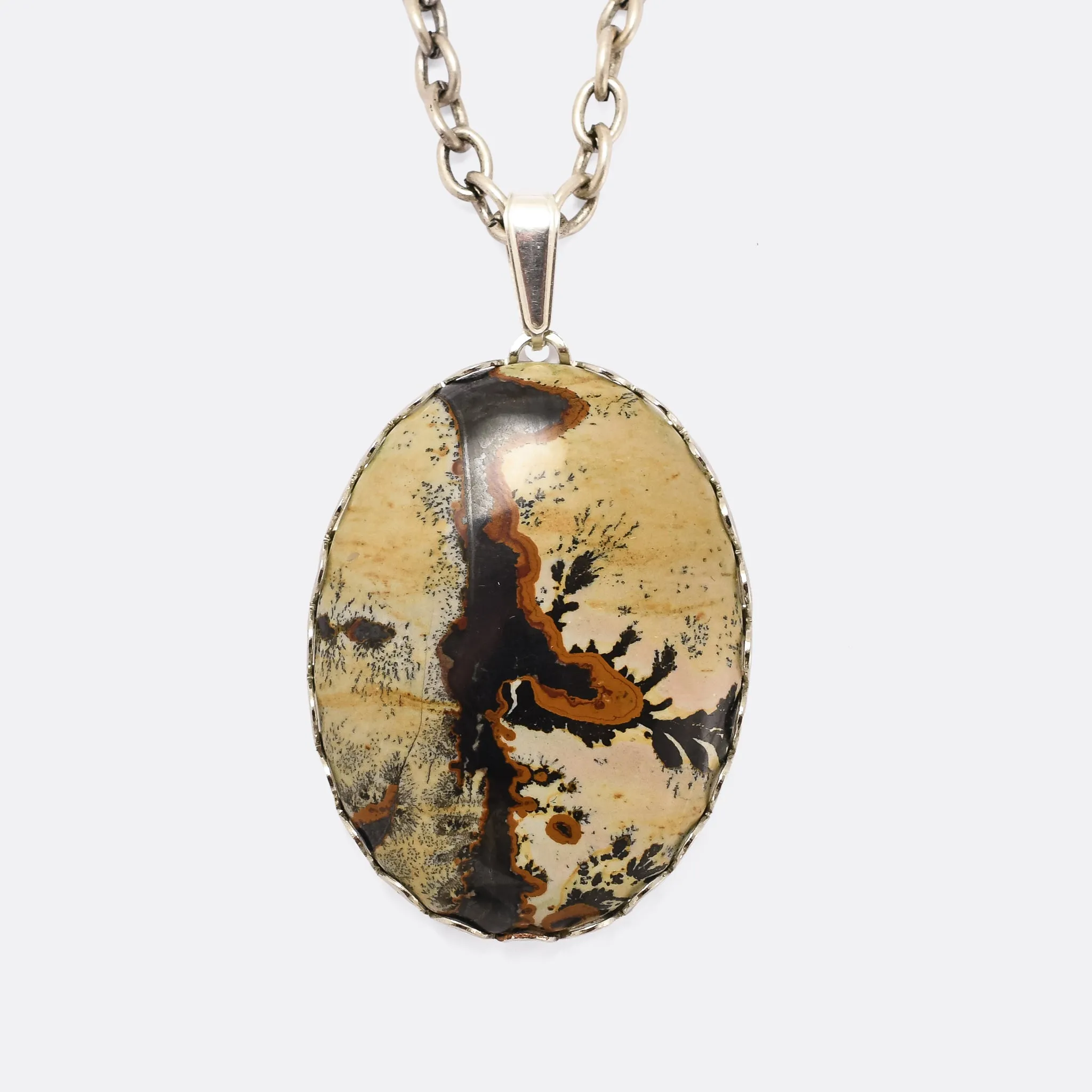 Vintage Plume Agate Pendant