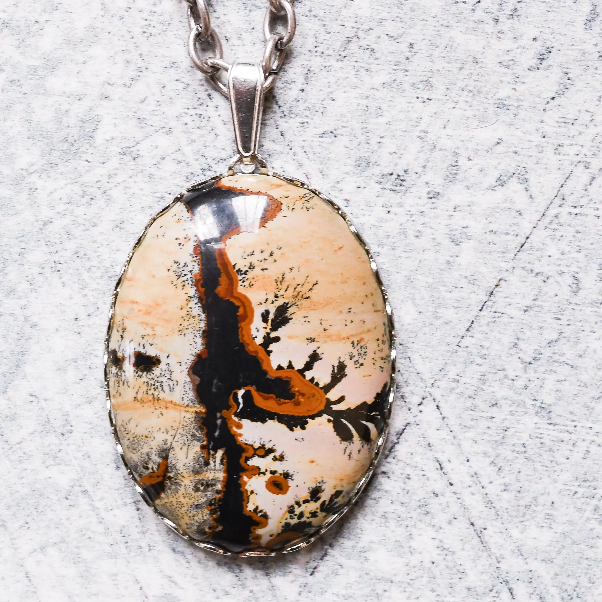 Vintage Plume Agate Pendant