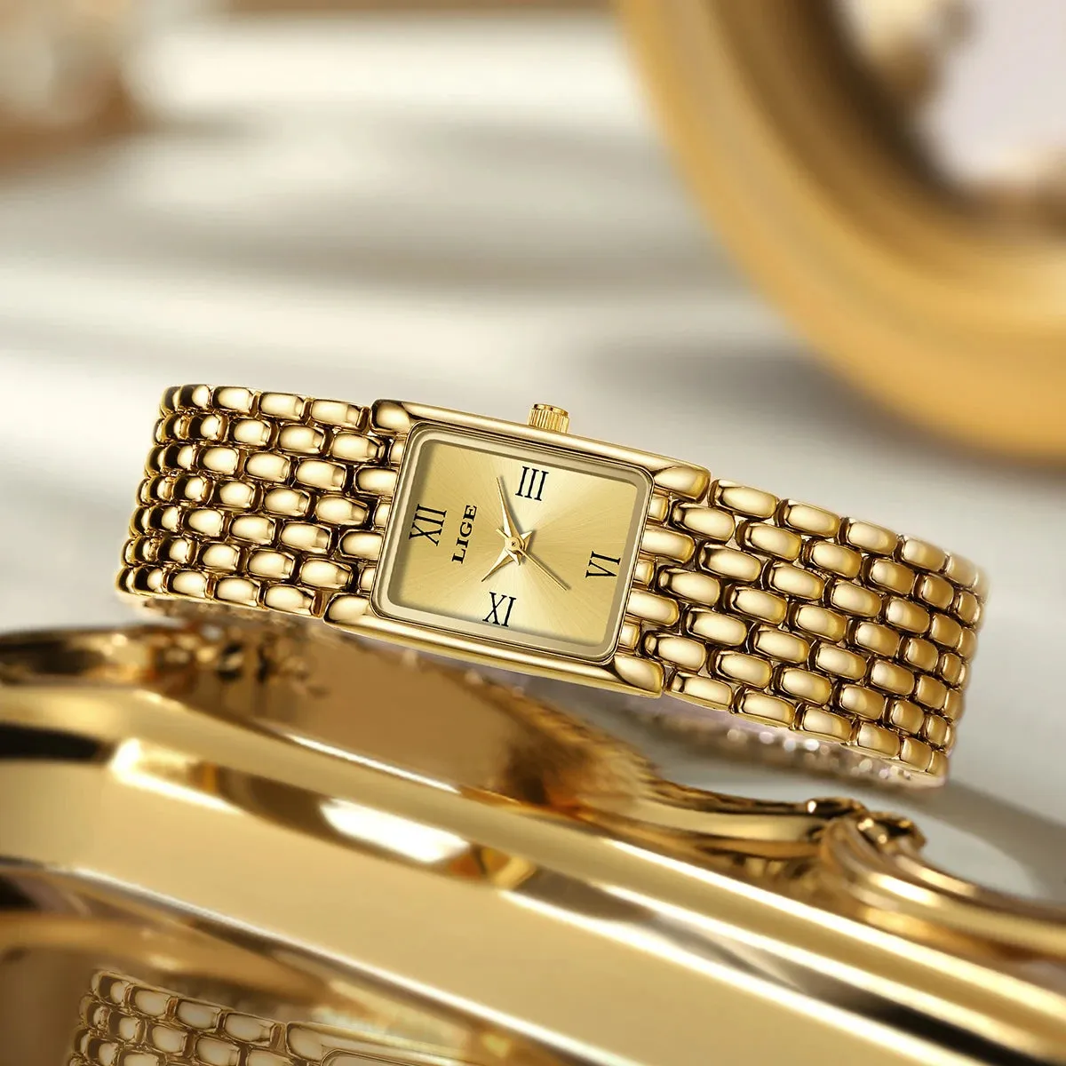 Watch Square Quartz Wristwatches Stainless Steel