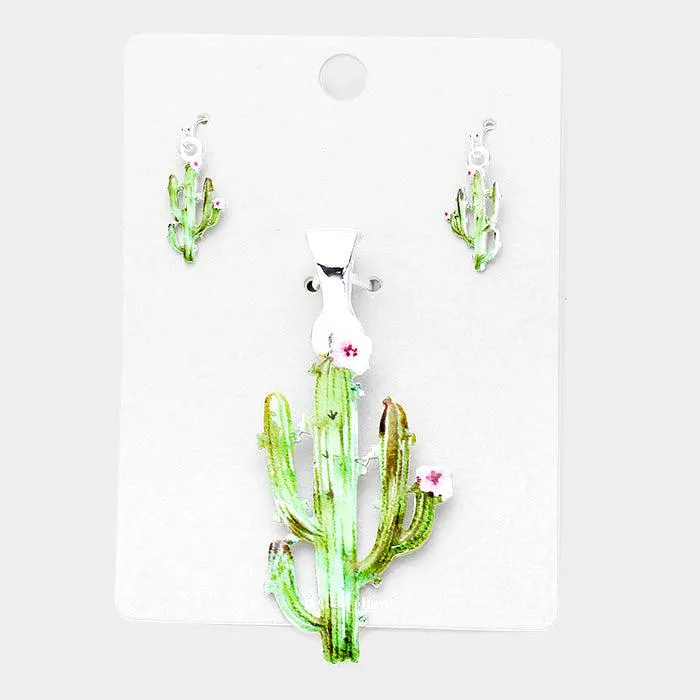 Watercolor Cactus Magnetic Pendant Set