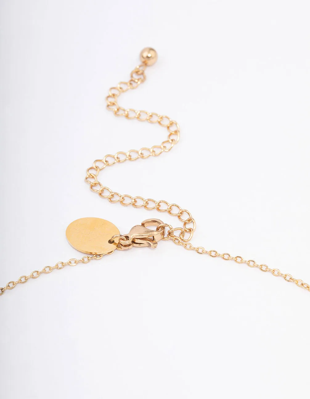 Waterproof Gold Plated Stainless Steel Diamante & Heart Droplet Short Necklace