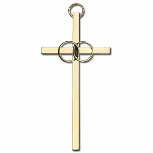 Wedding Rings 4" Metal Wall Cross 4440
