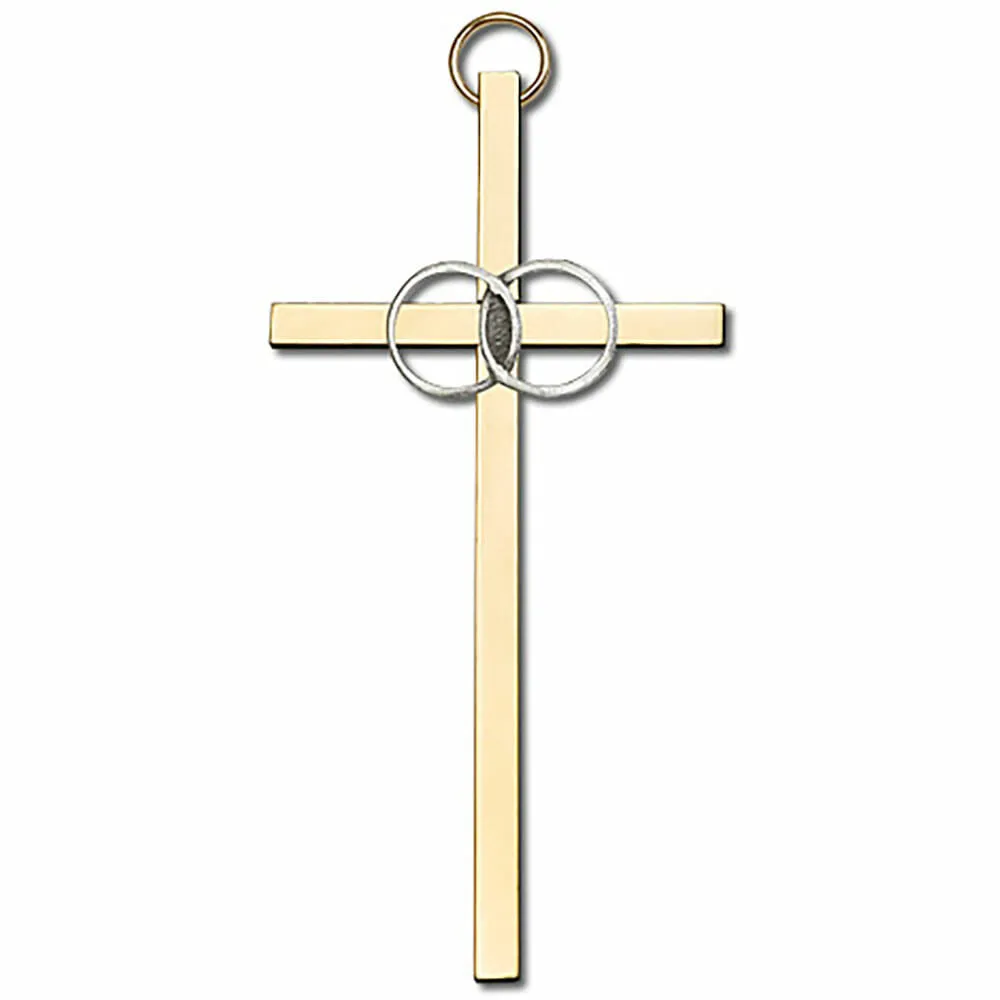 Wedding Rings 4" Metal Wall Cross 4440