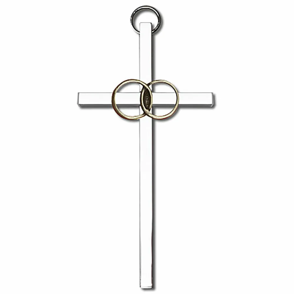 Wedding Rings 4" Metal Wall Cross 4440