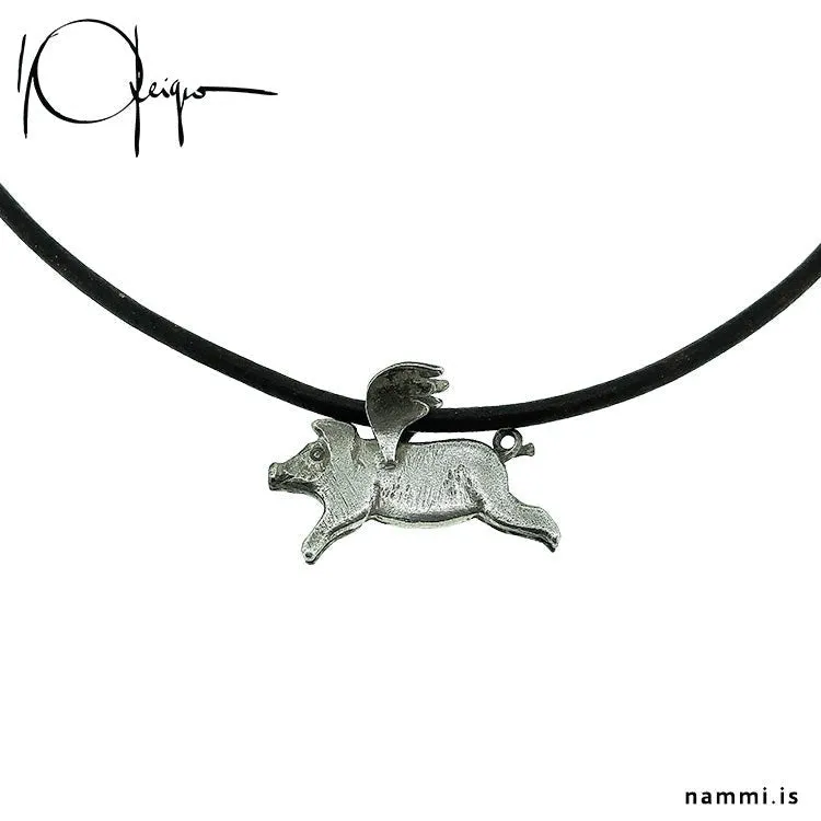When Pig Fly Silver Necklace