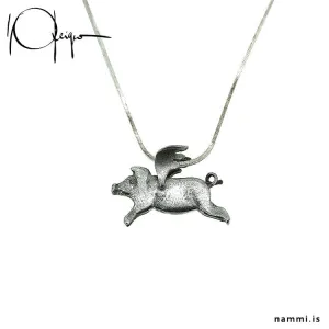 When Pig Fly Silver Necklace