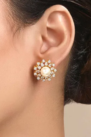 White Pearl Embellished Studs