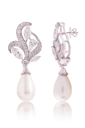 White Pearl Folie Drop Danglers
