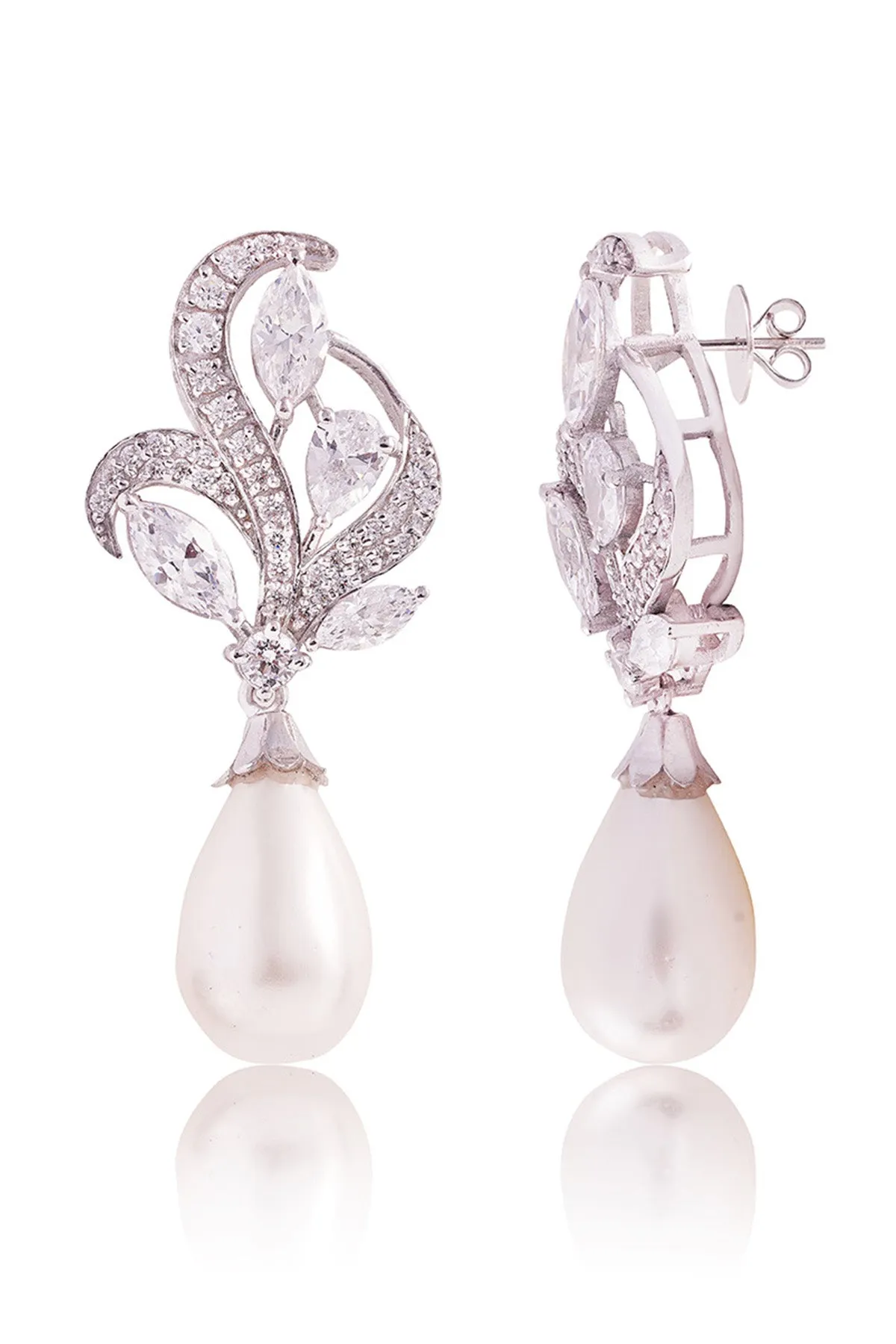White Pearl Folie Drop Danglers
