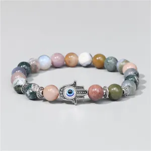 Women Evil Eye Hand Stone Bracelet