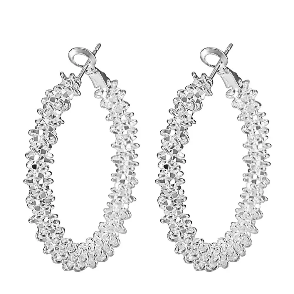 Women Jewelry Silver Big Circle Round Hoop Earrings Charm Earrings Party Jewelry