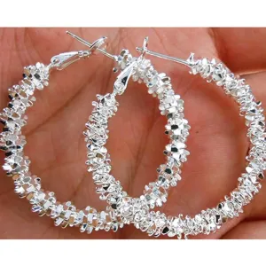 Women Jewelry Silver Big Circle Round Hoop Earrings Charm Earrings Party Jewelry
