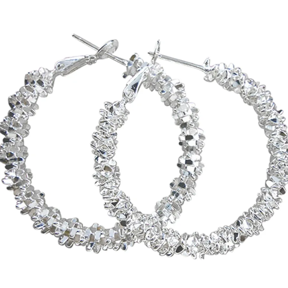 Women Jewelry Silver Big Circle Round Hoop Earrings Charm Earrings Party Jewelry