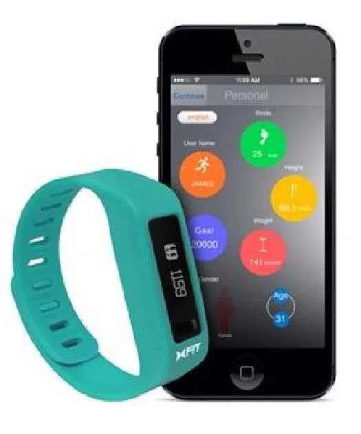 XTREME XFit Bluetooth Activity Tracker Watch - LIVE.TRACK.INSPIRE. - Turquoise & Grey