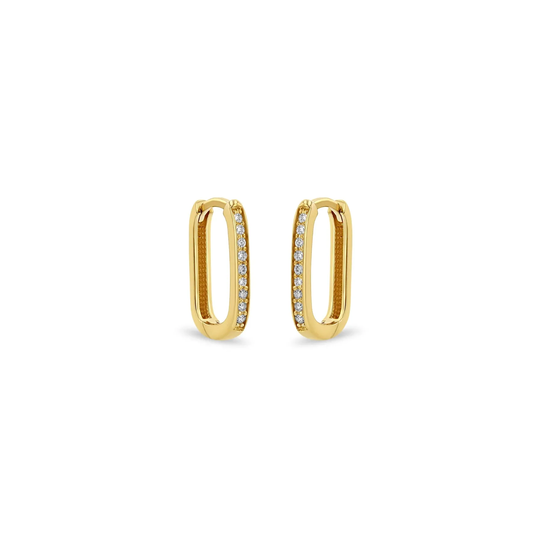 Zoe Chicco Gold Pave Diamond Thick Medium Oval Hinge Hoop