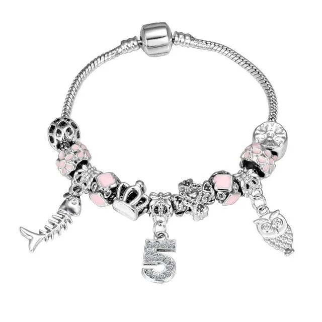 ZOSHI Pink Crystal Charm Silver Color Bracelets & Bangles for Women With Aliexpress Murano Beads Silver Bracelet Femme Jewelry