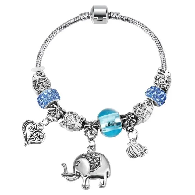 ZOSHI Pink Crystal Charm Silver Color Bracelets & Bangles for Women With Aliexpress Murano Beads Silver Bracelet Femme Jewelry