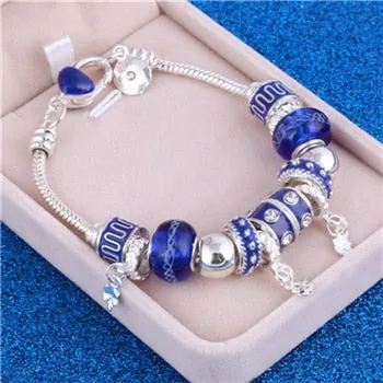 ZOSHI Pink Crystal Charm Silver Color Bracelets & Bangles for Women With Aliexpress Murano Beads Silver Bracelet Femme Jewelry