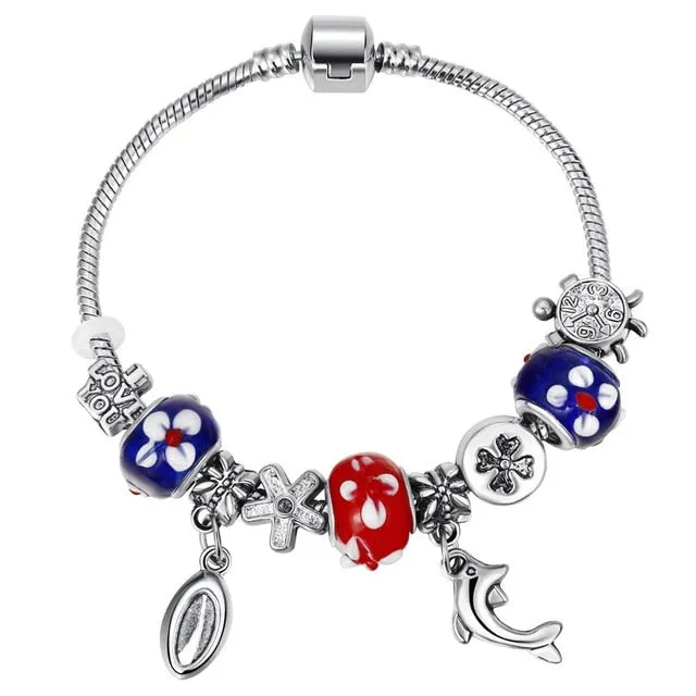 ZOSHI Pink Crystal Charm Silver Color Bracelets & Bangles for Women With Aliexpress Murano Beads Silver Bracelet Femme Jewelry